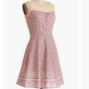 •Modcloth• Pink/Creme Lace Bird Dress